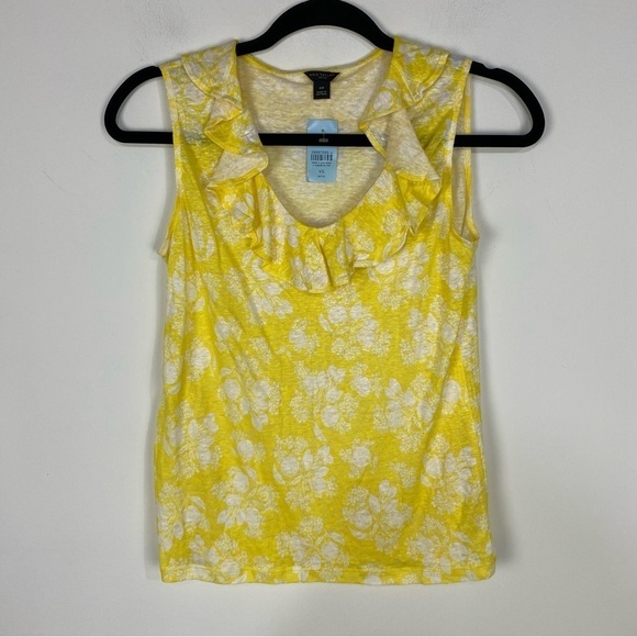 Ann Taylor Yellow Ruffle Tank Top Career - Picture 1 of 3